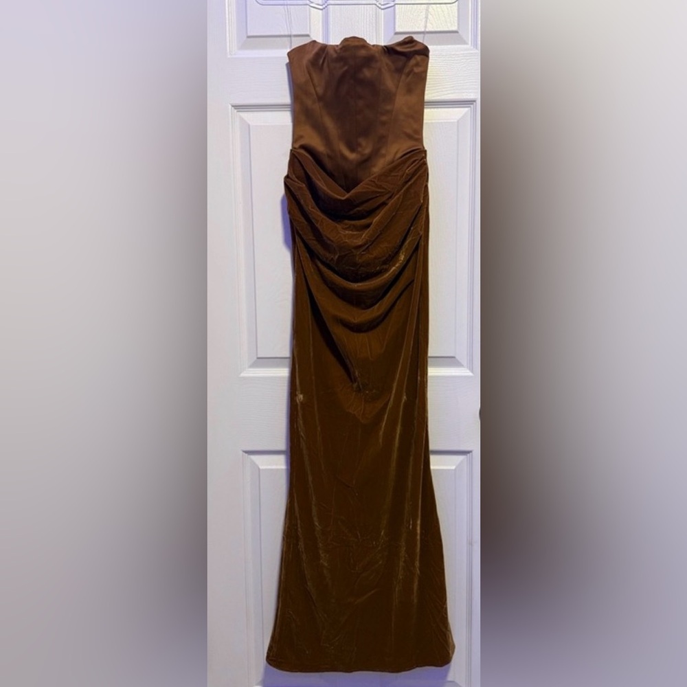 House of CB Strapless Brown Velvet Corset Gown - Picture 9 of 15